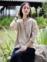 Casual Split-Joint Linen National Shirt